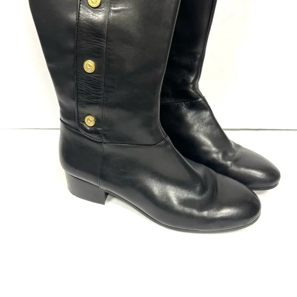 Nine West black Leather Riding Boots 8.5